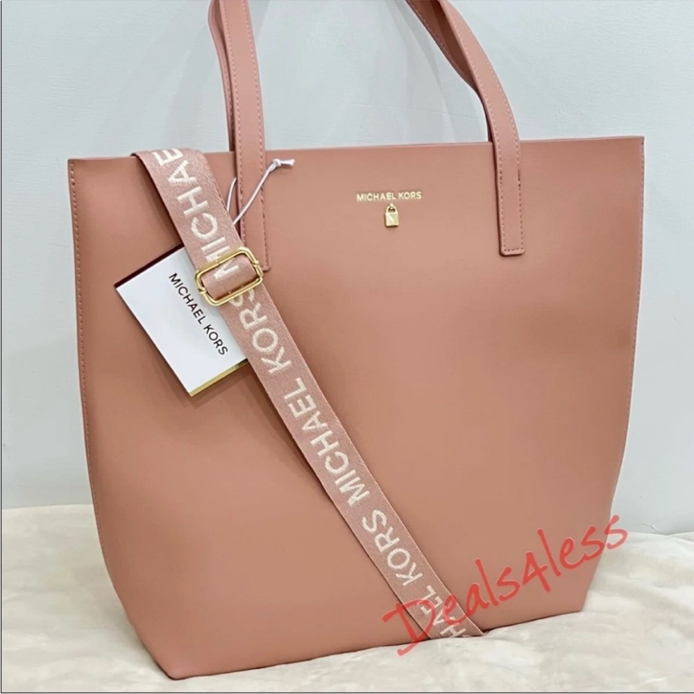 Michael Kors Tote Bag Purse Blush Gold Large Shoulder Bag Shopper Crossbody NEW - Picture 2 of 9